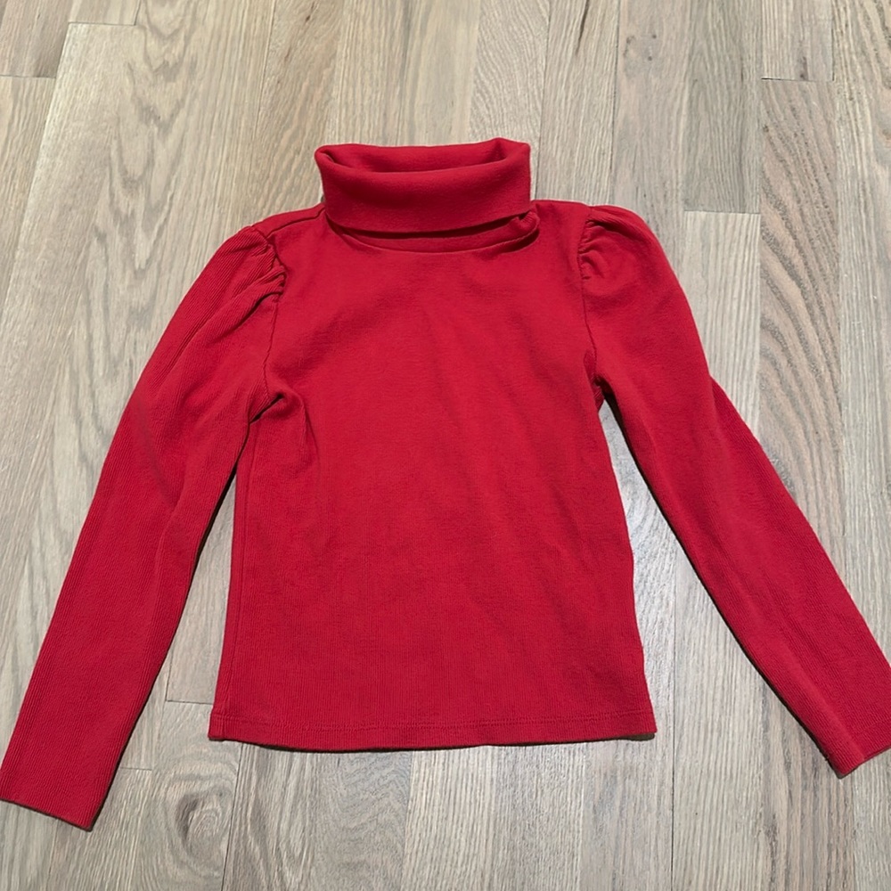 Gap kids puff sleeve red turtleneck size small